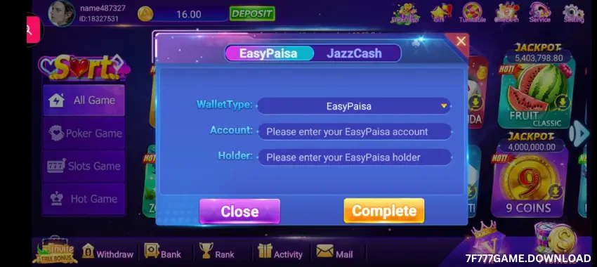 7F777 Game Withdrawal